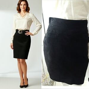 Vtg 90's🔥Leather Suede Pencil Skirt|Alan Cherry|Black